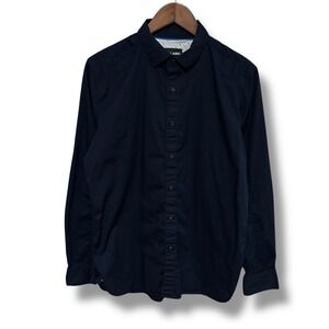 Jared‎ Lang Stretch Men's Button Down Shirt Navy Blue Size Medium 22 x 29
